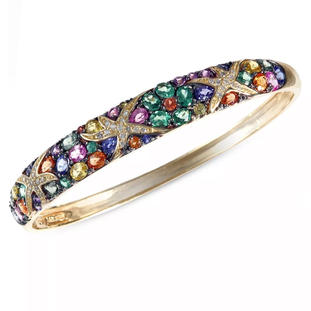 Watercolors by EFFY Multicolor Sapphire and Diamonds Starfish Bangle in 14k Gold